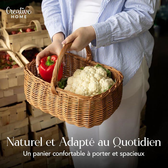 Creative Home Panier De Pâques En Osier Avec Poignées 37 X
