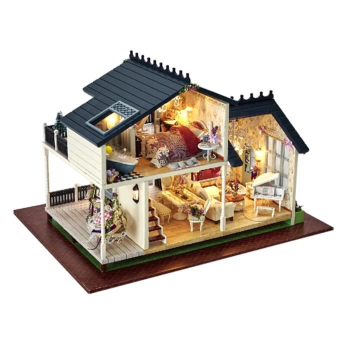 Maison De Poupée Miniature Bricolage Avec Accessoires Kits Pour
