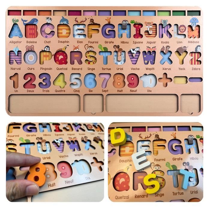 MARAYAN Jeux Montessori 2 3 4 5 ans, Jouet en bois enfant, Jeu éducatif,  apprendre Alphabet, a compter à lire, cadeau fille garço