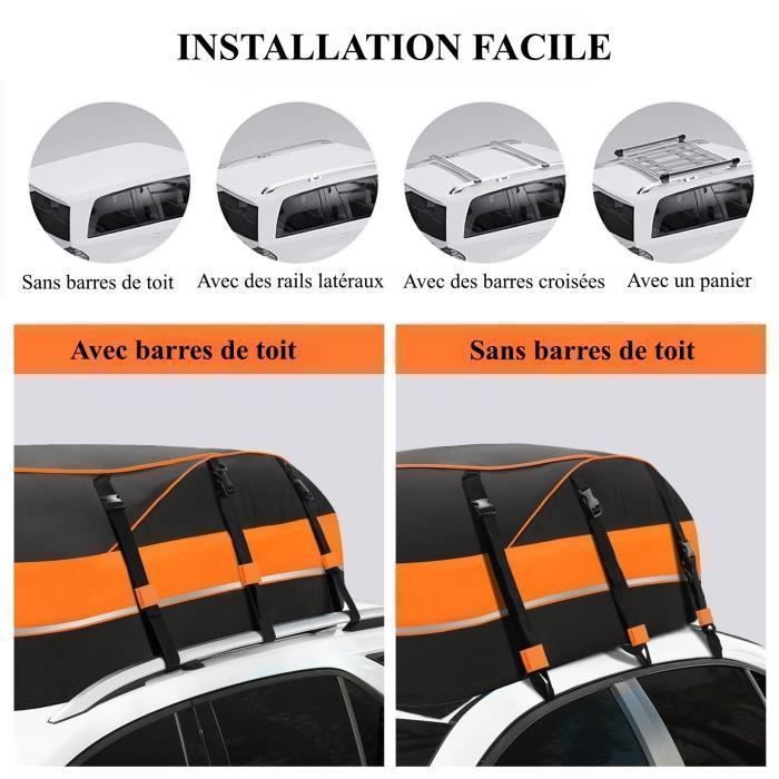 Coffre De Toit Voiture 55 Litres - Pratique Pour Voyages, Rangement Supplémentaire, Fixation Universelle - 11