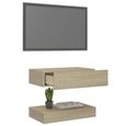 2008Neuve- TV Stand - Table de Salon Moderne,Meuble TV Scandinave,Meuble HI-FI avec lumières LED Chêne sonoma 60x35 cm-3
