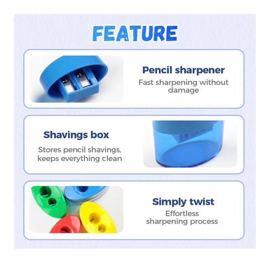 Taille-crayon Manuel Avec Réservoir Transparent - 2 Trous (crayons De Différentes Tailles) - Pour école, Bureau, Maison - Lot De 4