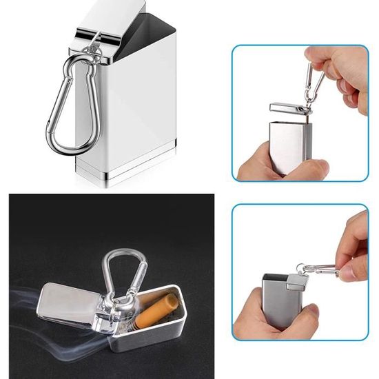 Cendrier De Poche Métallique Avec Couvercle - 6x4x2 Cm - Amovible, Anti-odeur - Pour Voiture, Voyage