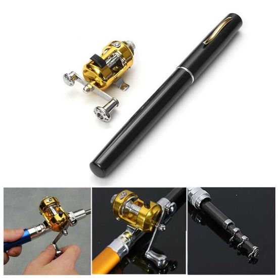 Mini Canne à Pêche Télescopique Pliable - Kit Avec Moulinet, Alliage Aluminium, 94cm, Pour Mer Rivière Glace