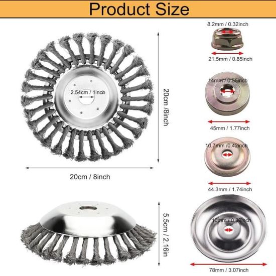 Tete Debroussailleuse Tête De Brosse Nylon Pour Débroussailleuse ADEFOL - 200mm X 25.4mm, Désherbage Efficace Accessoire Débroussailleuse Jardin