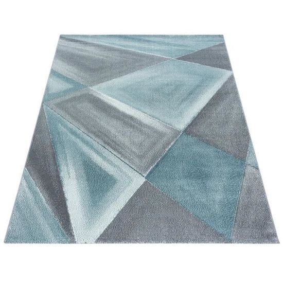 Tapis bleu pastel motif géométrique fondu - 140x200 - OPUS - BALTA