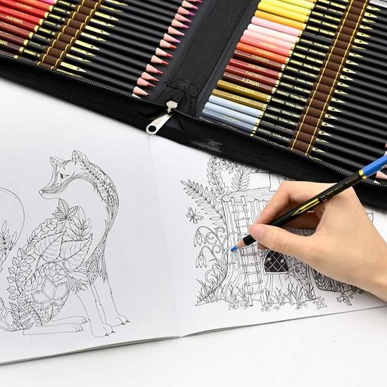 Kit Dessin Complet 96 pièces avec 1 Cahier Dessin 3 crayons charbon de bois et Accessoires Ideal pour Enfants Adultes et Artistes 72 crayon de couleurs 12 crayons de dessin 