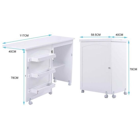 Costway Table De La Machine A Coudre Pliable Armoire Machine A