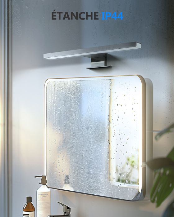 Lampe Miroir Salle De Bain Hommie 50 Cm - LED 12W 4000K (1549 Lm), IP44, Alliage Aluminium - Avec Interrupteur, Pour Fixation Mur/miroir/armoire