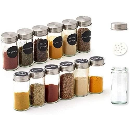 Présentoir à Épices Rotatif 360° - 20 Pots Verre - Acier Inoxydable - Organisation Cuisine - Gain De Place
