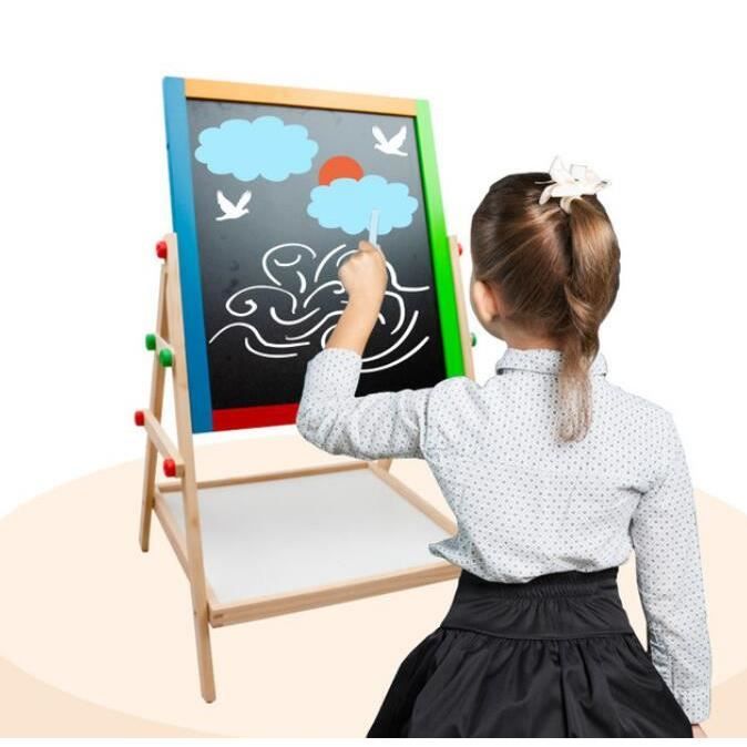 Tableau à dessin magnétique 2 en 1 pour enfants, tableau noir et tableau  blanc, réglable, craie en bois - AliExpress