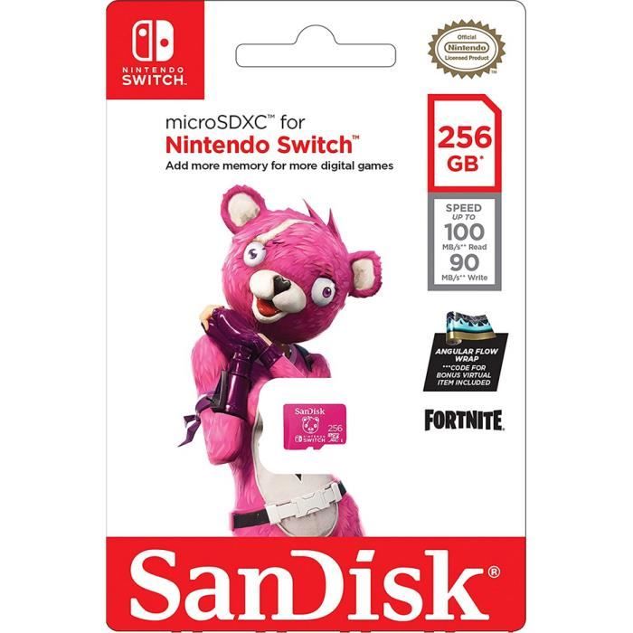 SanDisk 256Go Fortnite microSDXC Carte pour Nintendo Switch, Carte