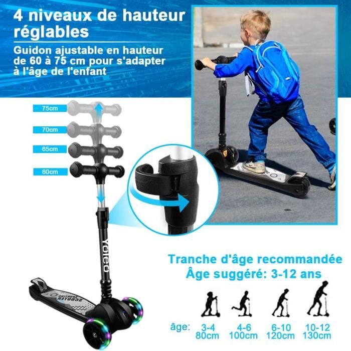 YOLEO Trottinette avec Siège 3 en 1, 3 Roues Plateau Antidérapant LED, Patinette réglable en Hauteur Trottinettes Enfant,Idéal pour Les Enfants de 2 a 8 Ans YOLEO Trottinette avec Siège 3 en 1, 3 Roues Plateau Antidérapant LED, Patinette réglable en Hauteur Trottinettes Enfant,Idéal pour Les Enfants de 2 a 8 Ans