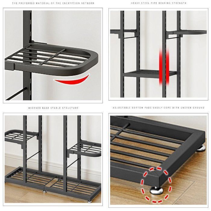 Relaxdays Etagère à Fleurs De Coin En Métal 5 Niveaux GOTH Meuble Plantes Pliable Présentoir HxlxP: 160 X 36 X 36 Cm, Noir - Maison