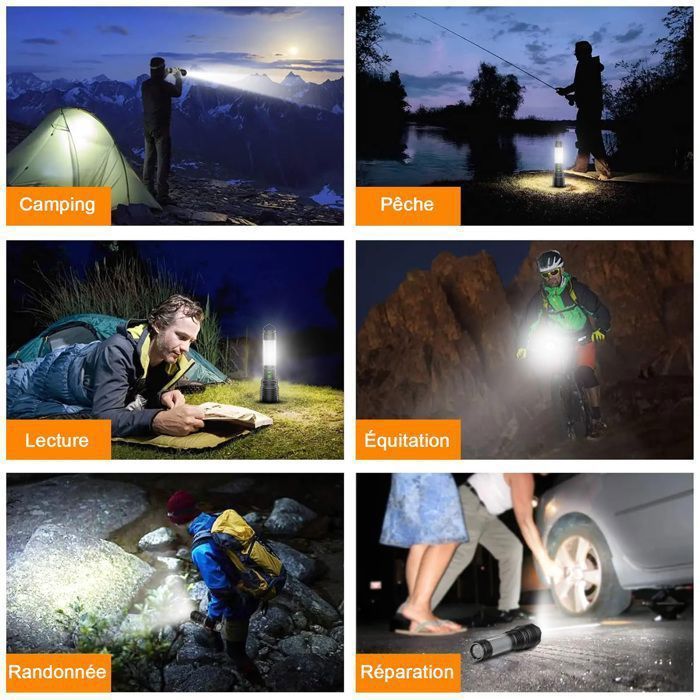 Minifinker Lampe Frontale T6 2 xpe à LED Zoom Télescopique Phare à Rocale Réglable Orientable