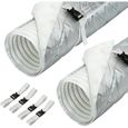 2Pcs Housse tuyau climatiseur mobile,Réutilisable,Étanche,Portable,Avec sangle,Convient appartements aux maisons,58 x 147 cm,Argenté