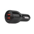 RHO- Charge rapide 3.0 USB Quick Charge 3.0/QC3.0 Dual USB Port Socket Fast Car Charger Power Adapter Noir-0