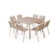 Ensemble table de jardin et 8 chaises Palavas - Acier - Taupe-0