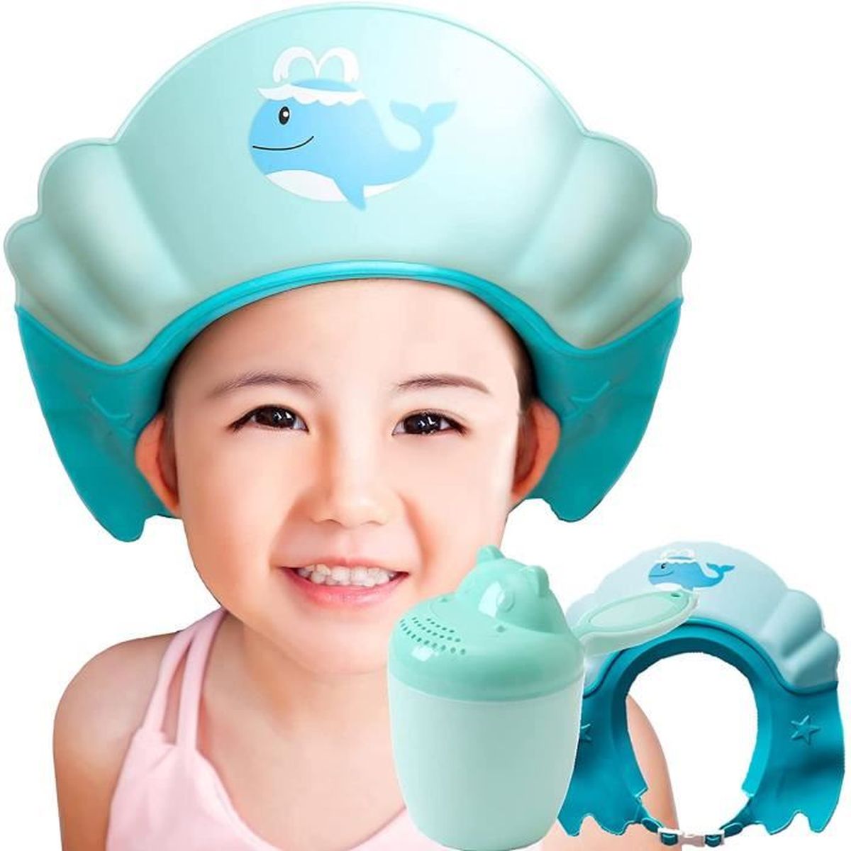 Facynde Casquette De Bain Bébé,Chapeau Douche Bébé Protéger L/'Oreille Et Yeux des Enfant Visière De Douche De Bébé Bonnet Réglable Silicone Protège-Eau Chapeaux
