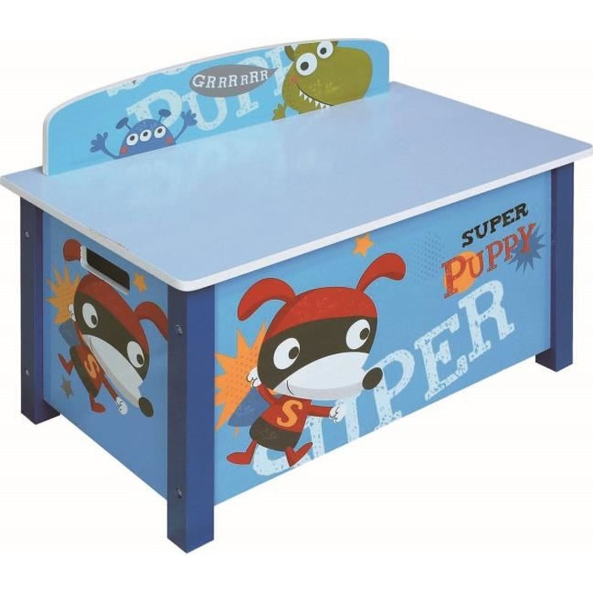 Coffre A Jouet Bleu Motif Super Heros L 68 X P 39 X H 49 5 Cm