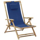 vidaXL Chaise de relaxation inclinable bleu marine bambou et tissu 313025
