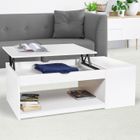 IDMARKET Table basse plateau relevable rectangulaire ELEA avec coffre bois blanc