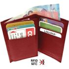 Etui porte carte de crédit RFID/ NFC cuir, 3 volet, 9 cartes, anti piratage Mini Portefeuille, Compact, Homme / Femme -Rouge-LOLUNA®