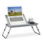 Relaxdays Table pour ordinateur portable, hauteur réglable, pliable, surface de travail inclinable, 44x73x34,5 cm, gris