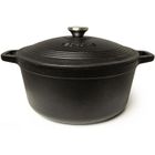 Cocotte en fonte ronde NOIR VeoHome - Marmite compatible Induction - Faitout 6 Litres - Diamètre 28cm