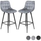 Willonin® 2 x Tabouret de Bar en velours, Chaise Haute pour Salle à Manger, Style industriel avec Pieds en métal, Gris clair