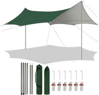 WOLTU Bâche Camping, Bâche de Tente Anti-Pluie, Voile d'ombrage avec Poteaux de Tente, 4.4x4.4 m, Vert