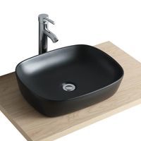 Vasque salle de bain à poser rectangulaire 48 cm Noir - MOB-IN - TOM - Céramique - Ligne sobre