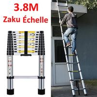 Échelle télescopique 3,8 m en aluminium, Zaku Échelle extensible 13 échelons , Multi-Fonction Echelle,Charge 150 kg