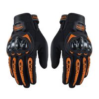 Gants de moto orange, gants à écran tactile complets, adaptés aux sports de plein air tels que les courses de motos.