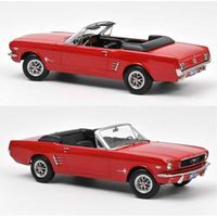 FORD Mustang Cabriolet 1966 Rouge Signal Flare Voiture De Collection 1/18 Métal