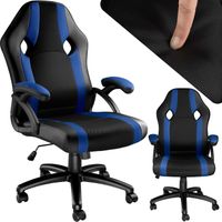 TECTAKE Chaise de Bureau Design Gamer GOODMAN - Confortable - Hauteur Réglable - Inclinable - Pivotante - Noir/Bleu
