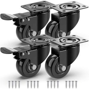 Lot De Roulettes Pivotantes Et Fixes - Diamètre 200mm, Polyuréthane Rouge, Charge 1200kg, Neuves HTR