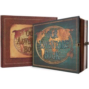 Album Photo Vintage "My Adventure Book" Fait Main - 40 Pages - 19x27 Cm - Idéal Scrapbooking, Souvenirs Famille, Voyage, Mariage