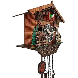 lzndeal Antique Coucou en Bois Horloge Oiseau Temps Bell Swing Alarme Montre Maison Art Décor