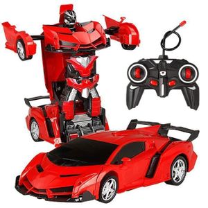 VEHICULE RADIOCOMMANDE Voiture Robot Jouet Transformers RC 2 en 1 - Rouge