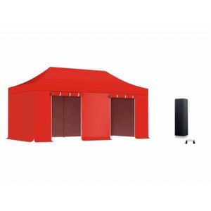 TONNELLE - BARNUM Tonnelle pliante - Xptent - 3x6 - Structure Acier 32mm - Toit 380g-m² Rouge - Qualité Pro