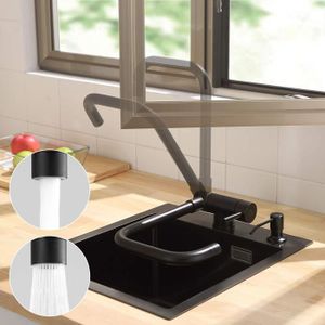 robinet de cuisine mitigeur de mode a double sortie pivotant et extensible noir cdiscount bricolage