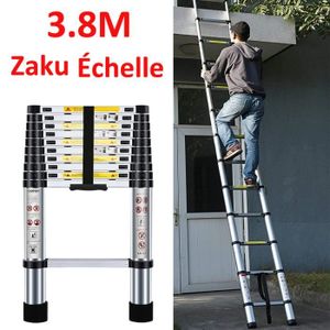 ECHELLE Échelle télescopique 3,8 m en aluminium, Zaku Éche