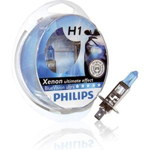 AMPOULE TABLEAU BORD 2 Ampoules Philips H1 BlueVision ultra 12V 55W