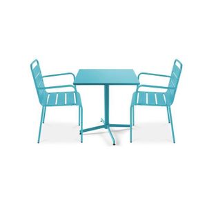 Ensemble table et chaise de jardin Ensemble table de jardin bistrot rabattable et 2 f