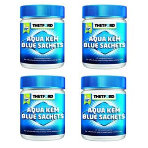 ENTRETIEN WC CHIMIQUE Pack THETFORD 4x Aqua-Kem Bleu x15 Sachets Traitement Des Matières Blanc