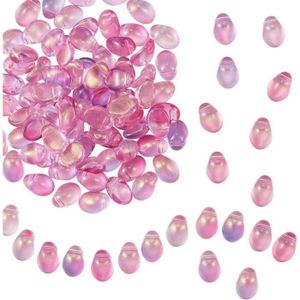 BILLES - PERLES DÉCO Lot De 100 Perles Ovales En Verre Transparent Avec