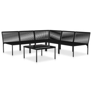 Ensemble table et chaise de jardin Zerodis Salon de jardin 6 pcs avec coussins Noir PVC AB48588 HB042