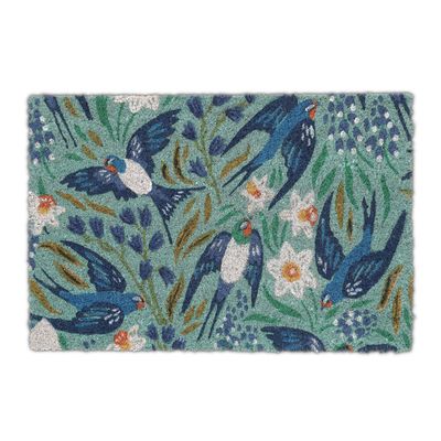Paillasson Coco Relaxdays Hirondelles – 40x60 Cm Multicolore – Antidérapant Intérieur Extérieur