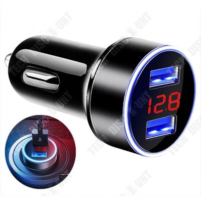 Voltmètre USB Voiture 12V/24V Avec 4 Ports - Alliage Aluminium, Qualité Neuve